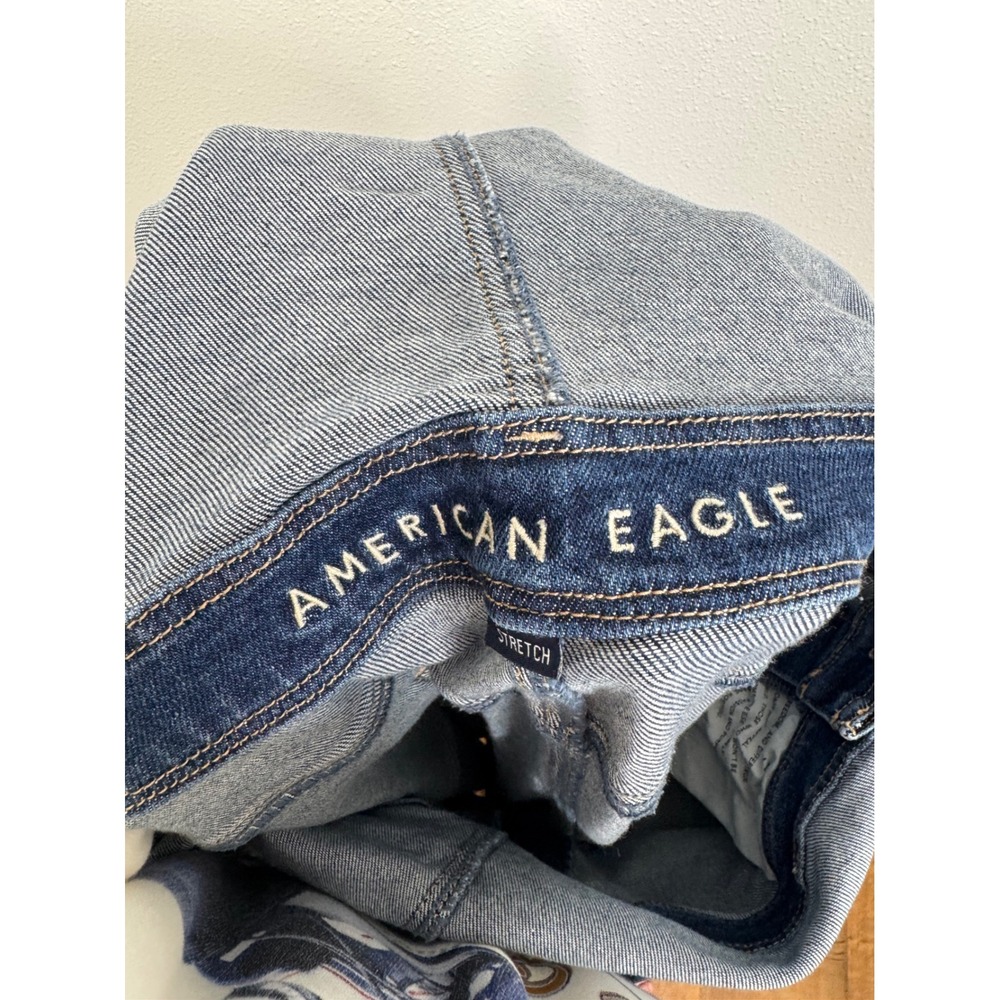 American Eagle Tomgirl Overalls Womens XXL Blue Denim Distressed Ripped Stretch - Picture 3 of 5